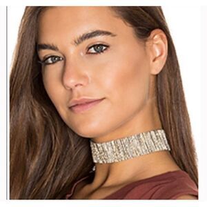 NBJ fabric metallic choker necklace